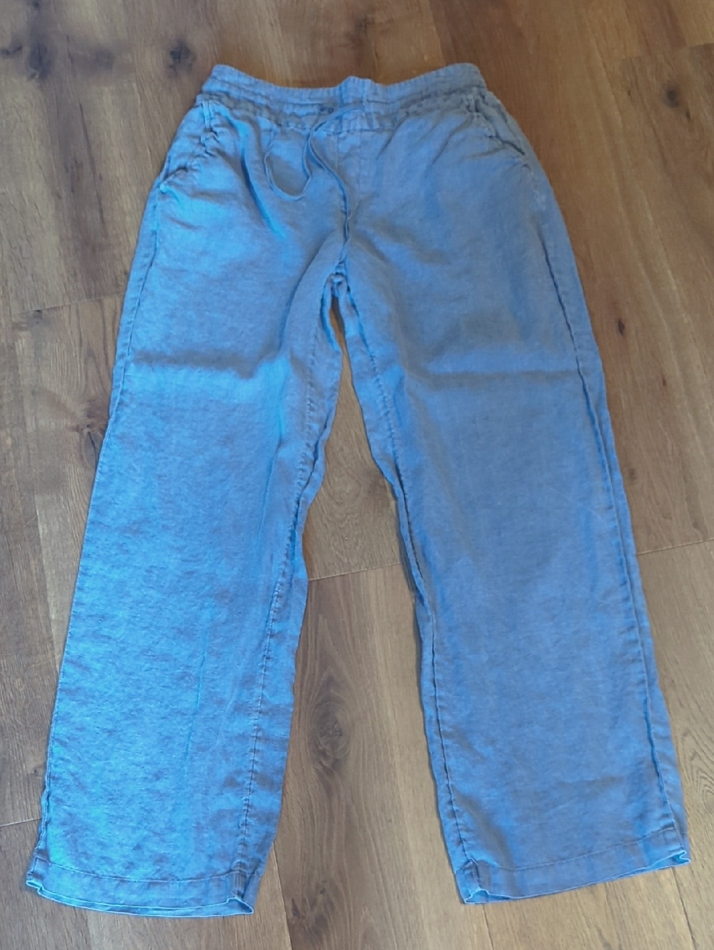 Cynthia Rowley Light Blue Wide-Leg Linen Trousers